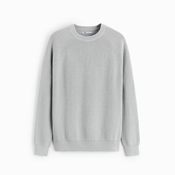 NWT Zara Knit Crew Neck Sweater Light Blue‎ Men’s Size XL - Picture 1 of 8